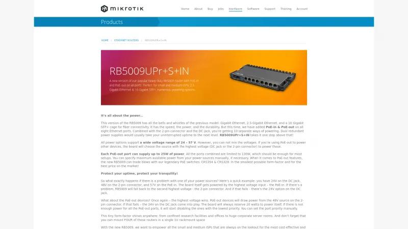 Homepage of RB5009UPr+S+IN