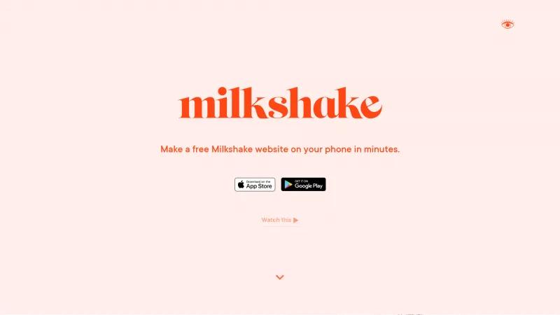 Homepage of Milkshake