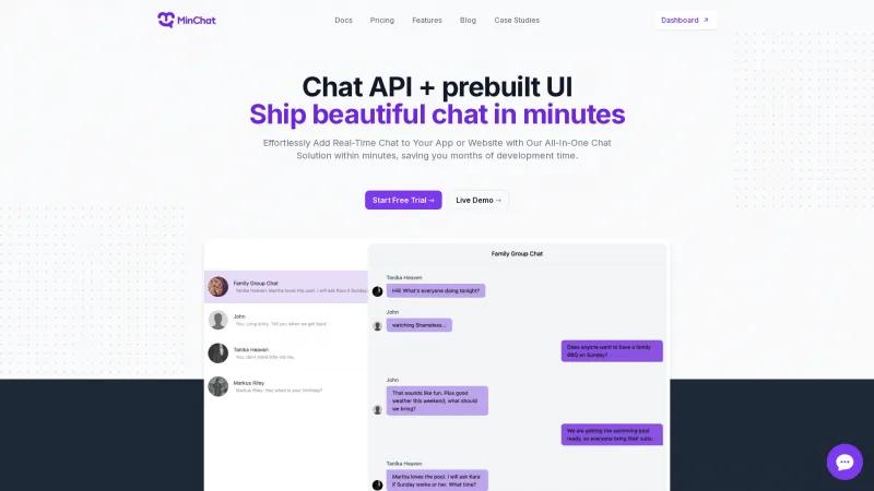 Homepage of MinChat