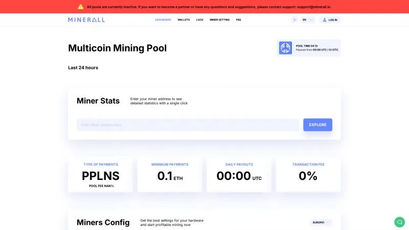 Homepage of Minerall.io