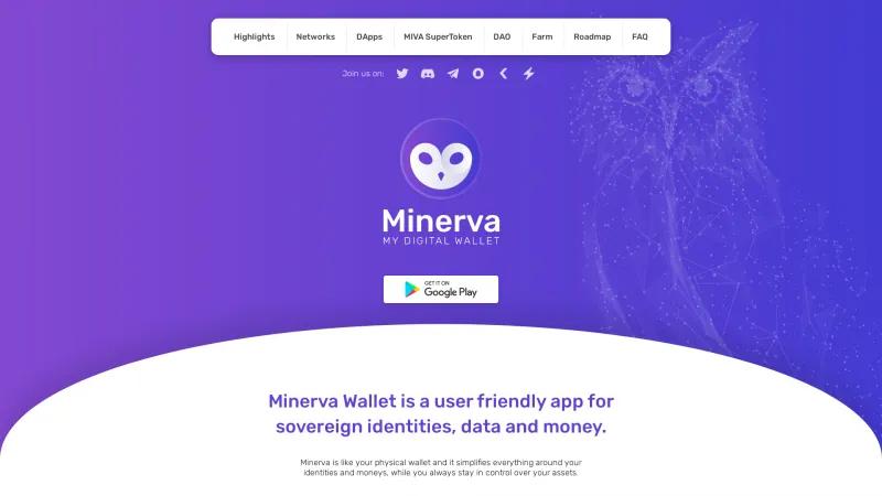 Homepage of Minerva Wallet