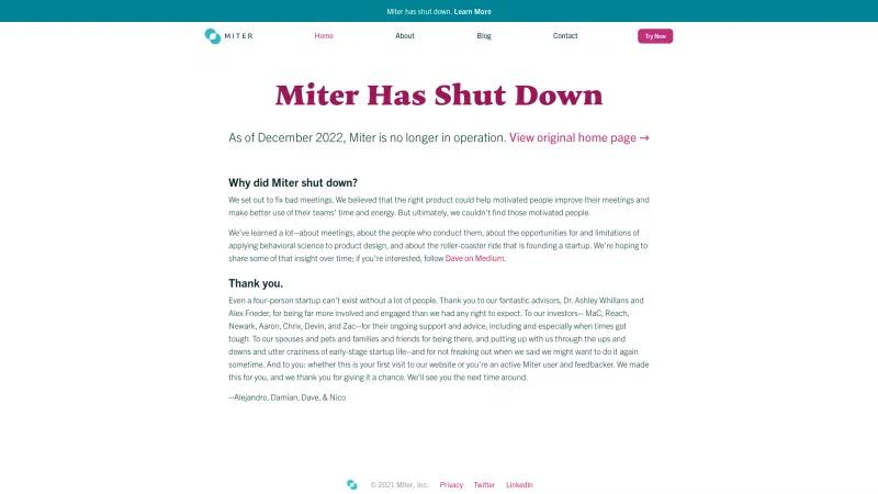 Homepage of Miter