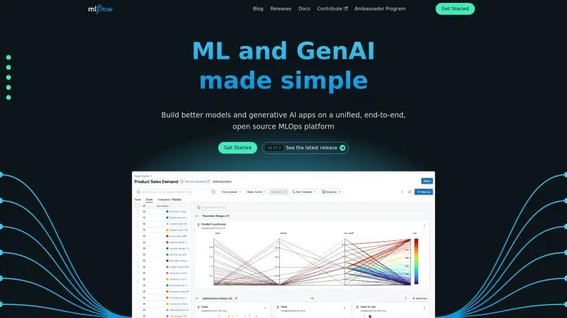 Homepage of MLflow