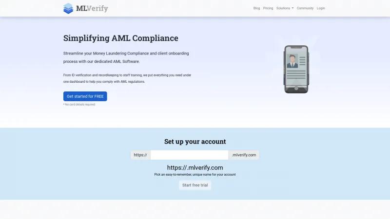 Homepage of ML Verify