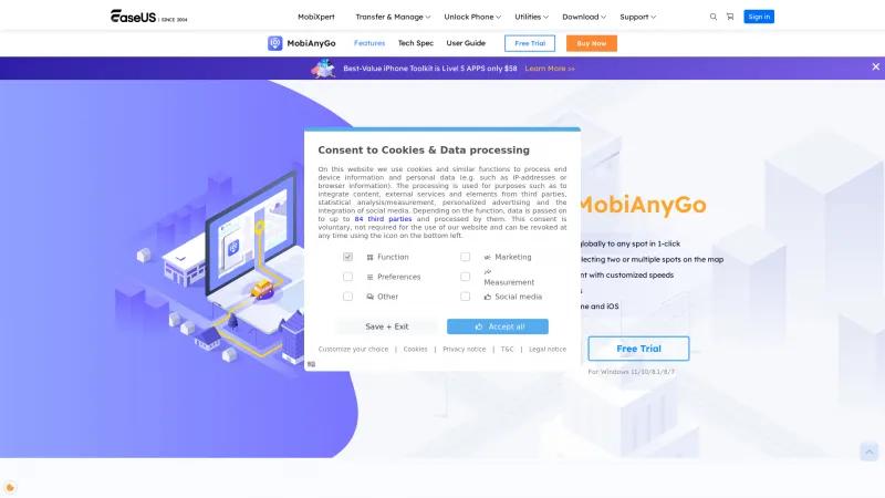 Homepage of EaseUS MobiAnyGo