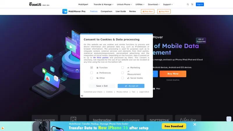 Homepage of EaseUS MobiMover