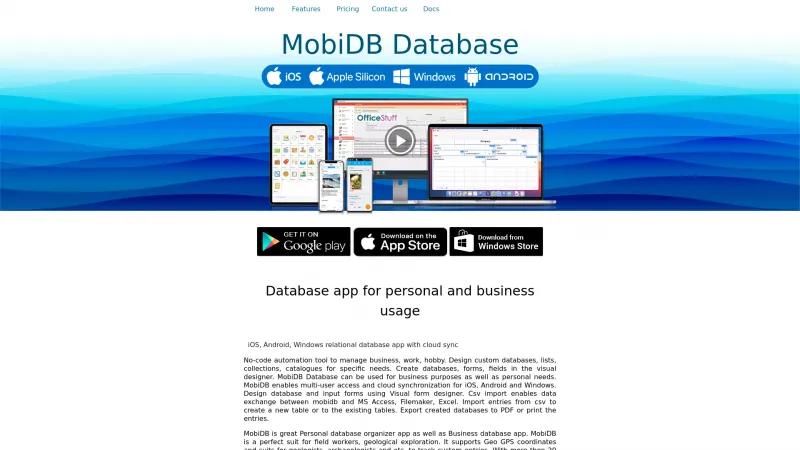 Homepage of MobiDB