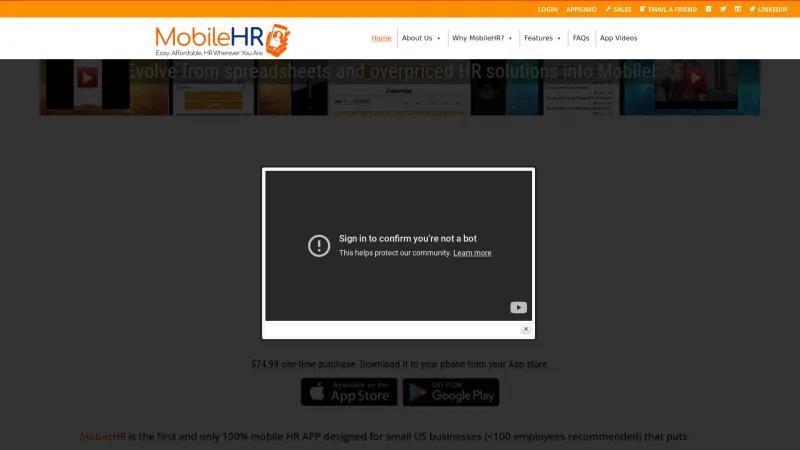 Homepage of MobileHR