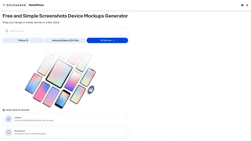 Homepage of MockUPhone