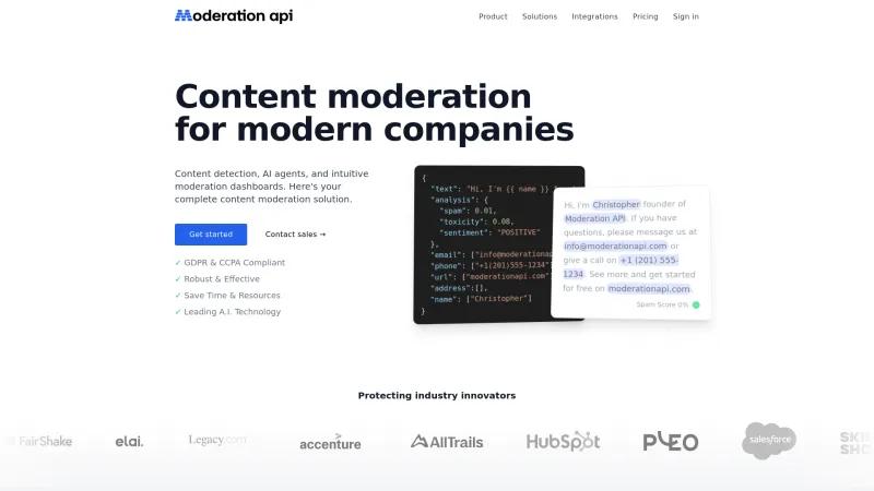 Homepage of Moderation API