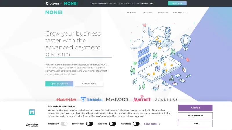 Homepage of MONEI