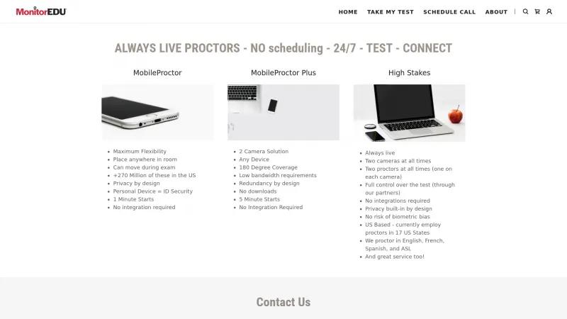 Homepage of MobileProctor