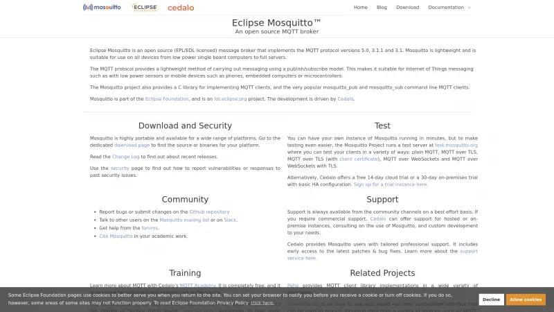 Homepage of Eclipse Mosquitto