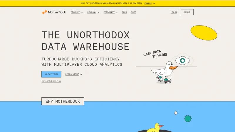 Homepage of MotherDuck