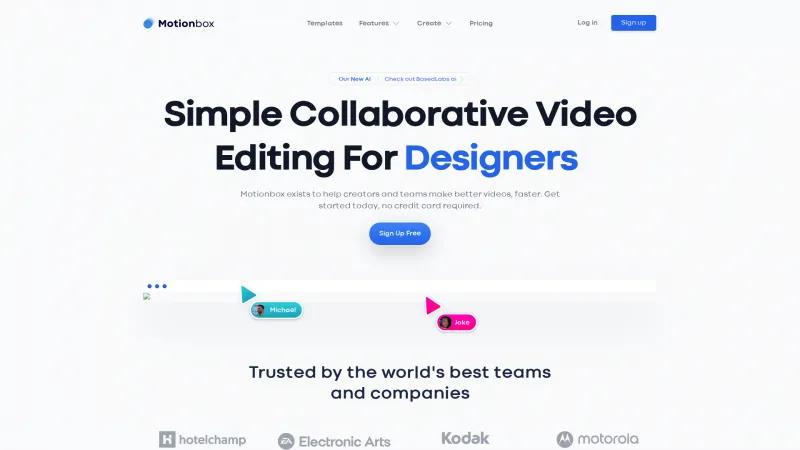 Homepage of Motionbox