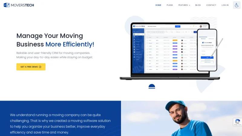Homepage of MoversTech CRM
