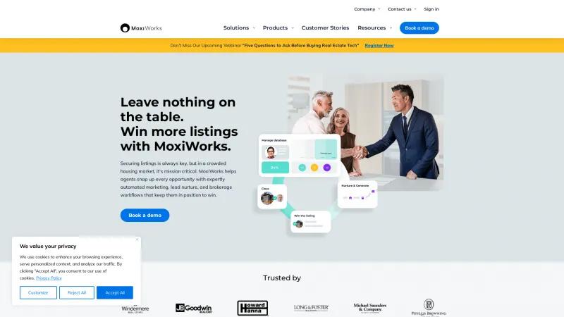 Homepage of MoxiEngage