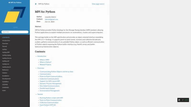 Homepage of MPI for Python (mpi4py)