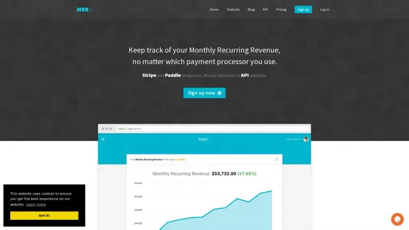 Homepage of MRR.io