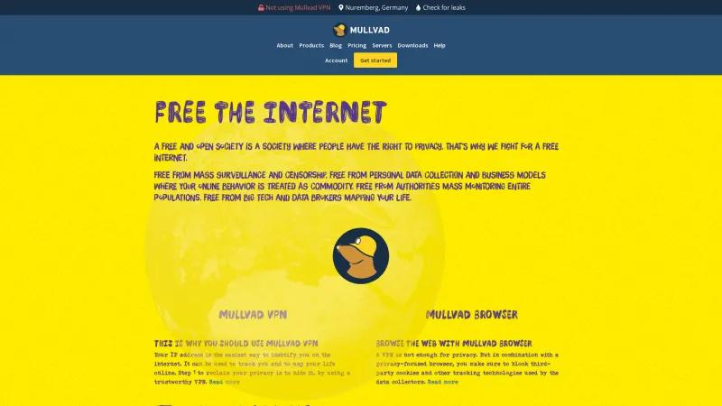 Homepage of Mullvad VPN