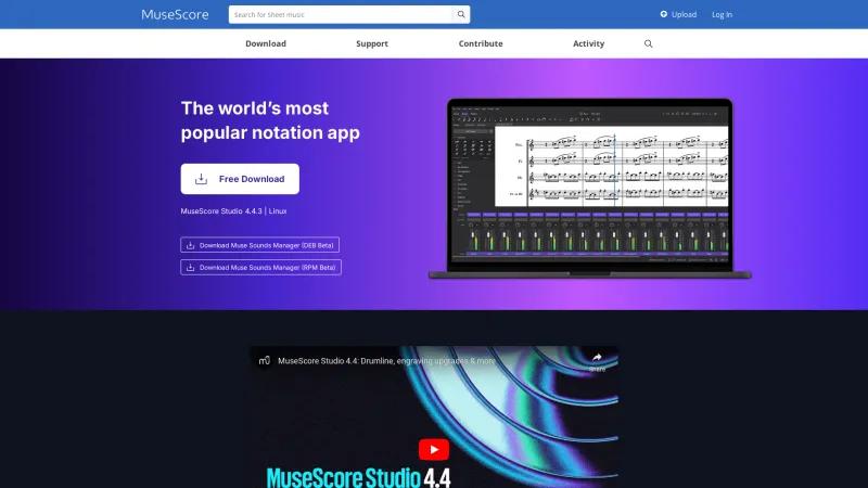 Homepage of MuseScore