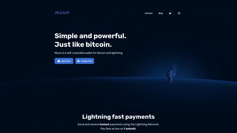 Homepage of Muun