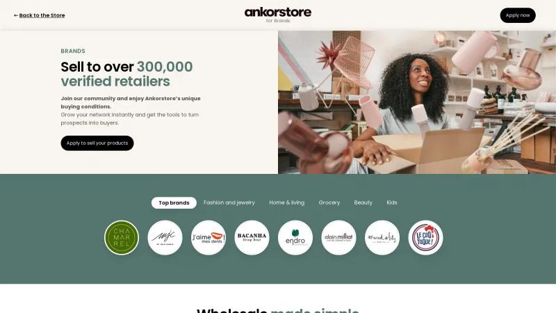 Homepage of Ankorstore