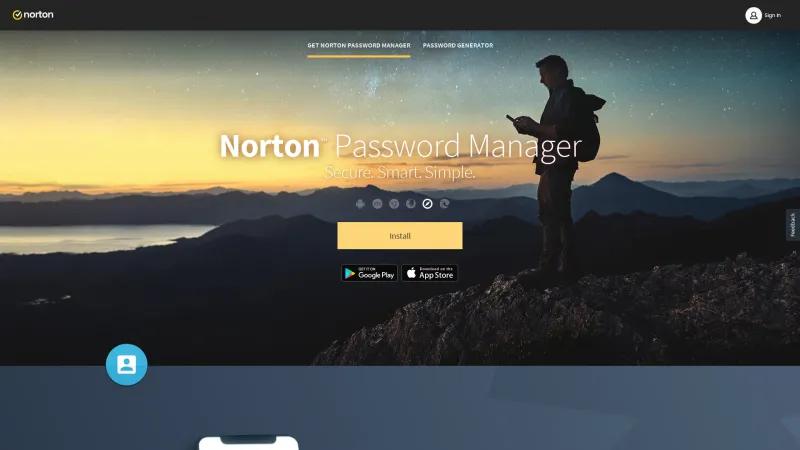 Homepage of Norton Password Manager