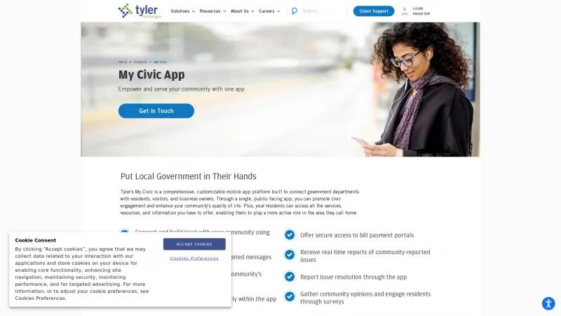 Homepage of MyCity App