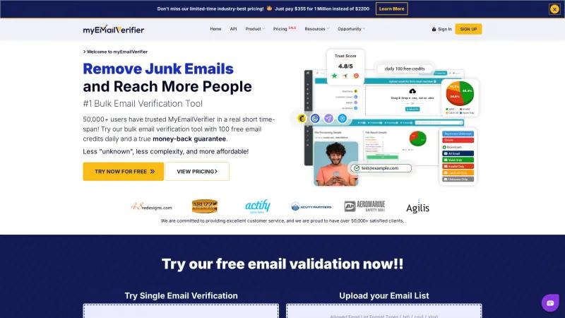 Homepage of MyEmailVerifier