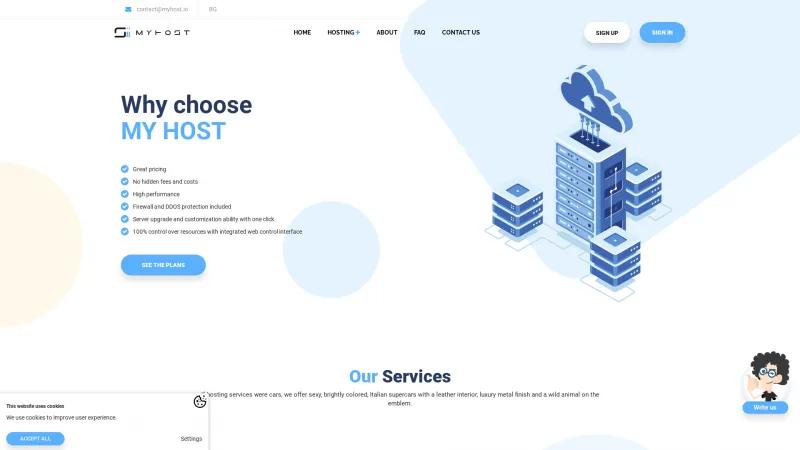 Homepage of MyHost