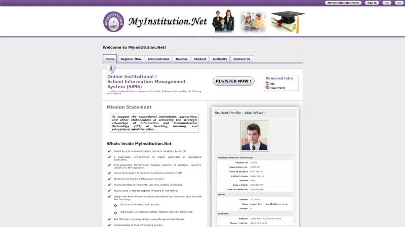 Homepage of MyInstitution.Net