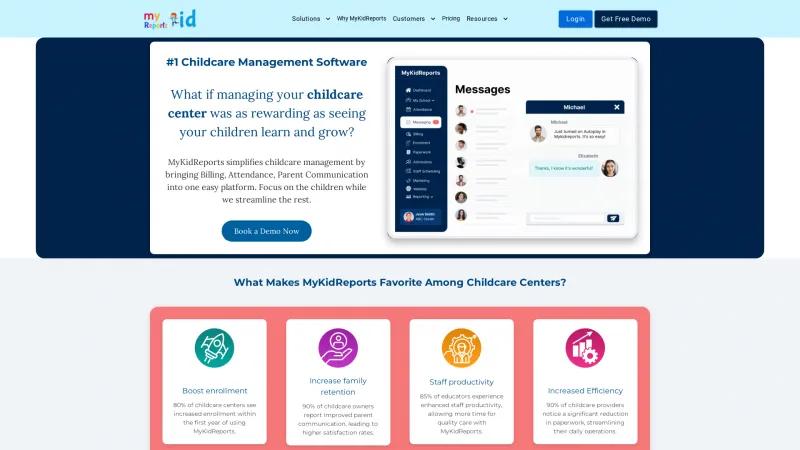 Homepage of MyKidReports