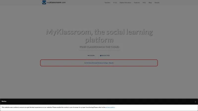 Homepage of Myklassroom.com