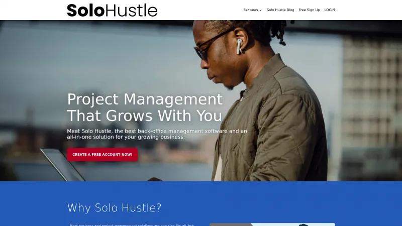 Homepage of Solo Hustle