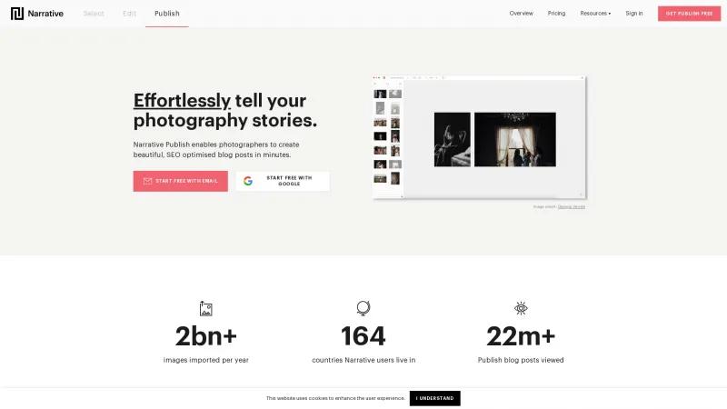 Homepage of Narrative Publish