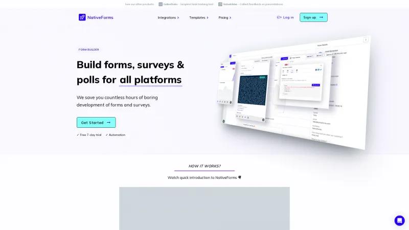 Homepage of NativeForms