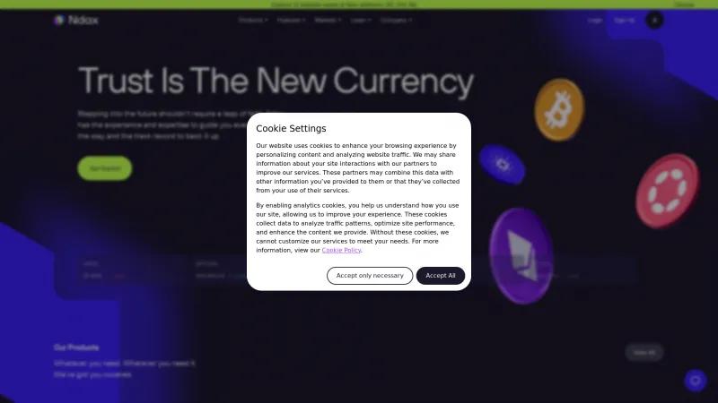 Homepage of NDAX