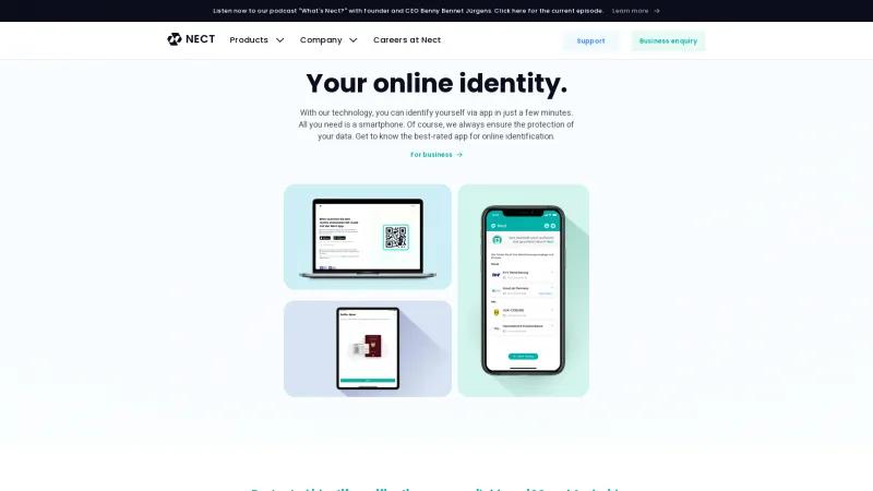 Homepage of Nect Ident