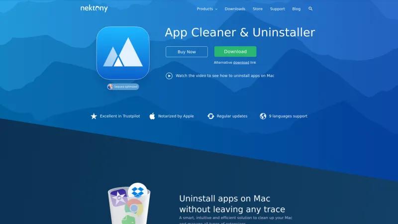 Homepage of Nektony App Cleaner & Uninstaller