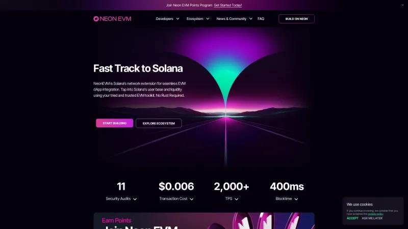 Homepage of Neon EVM