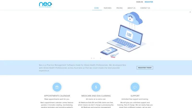 Homepage of Neo Practice Management