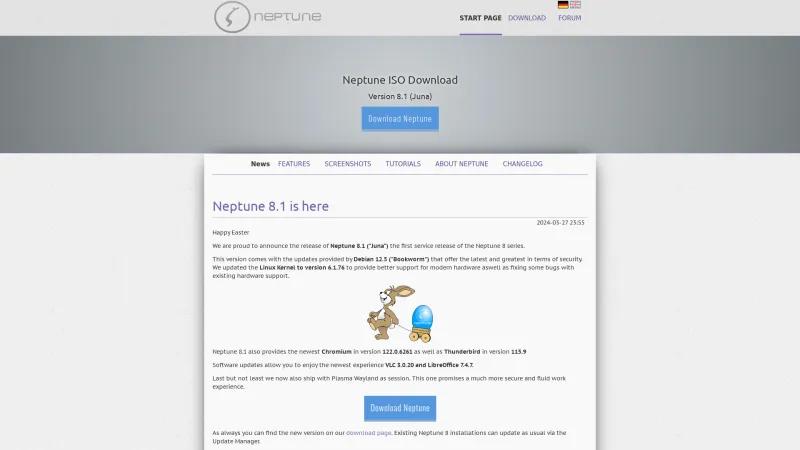 Homepage of Neptune OS