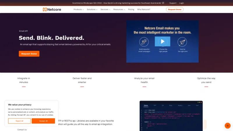 Homepage of Netcore Email