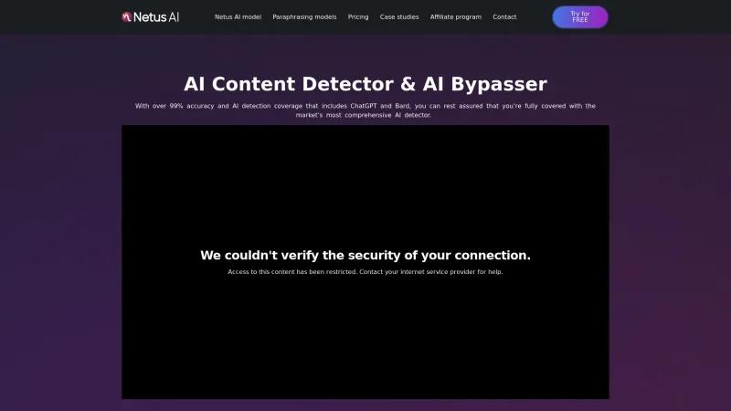 Homepage of Netus AI