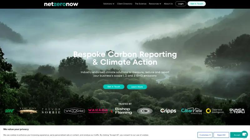 Homepage of Net Zero Now