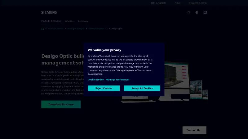 Homepage of Desigo Optic