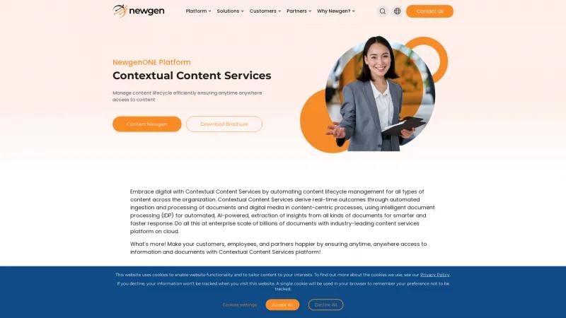 Homepage of Newgen Content Services Platform