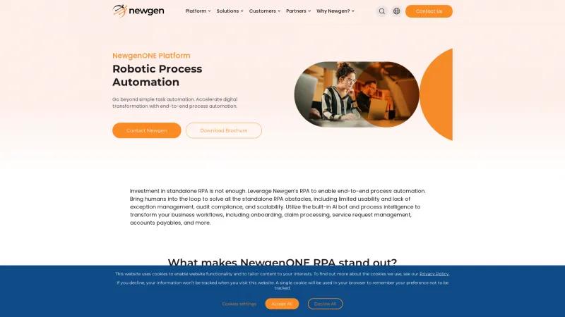 Homepage of Newgen Robotic Process Automation