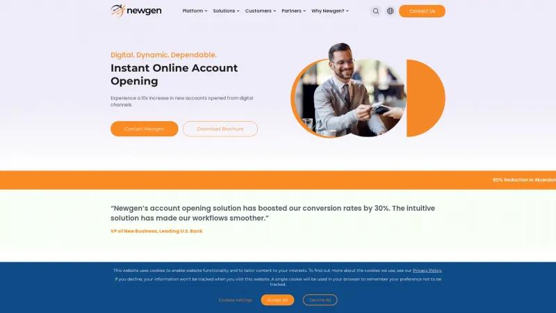 Homepage of Newgen Online Account Opening